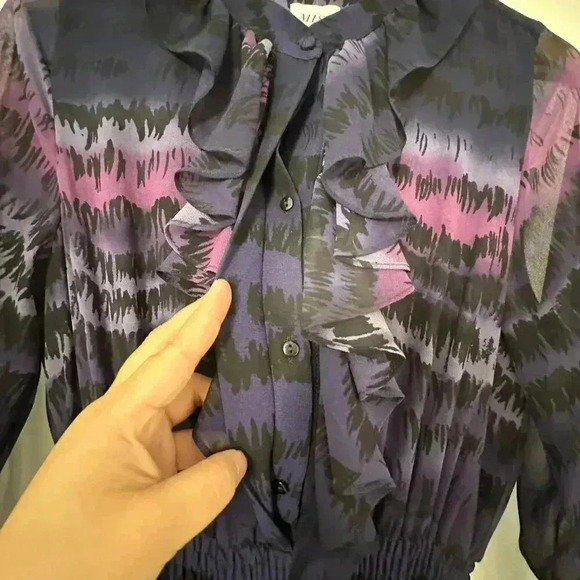 Revolve MISA Alanis  Maxi Dress Ruffled Boho Flowy Feminine Sheer Witchy Women M - Picture 11 of 15